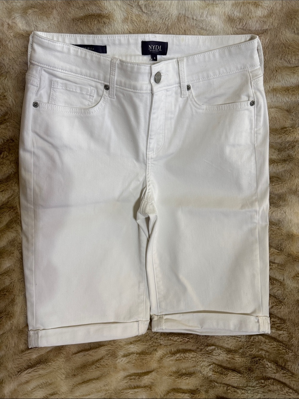 NYDJ White Mid-Length Rolled Hem Shorts